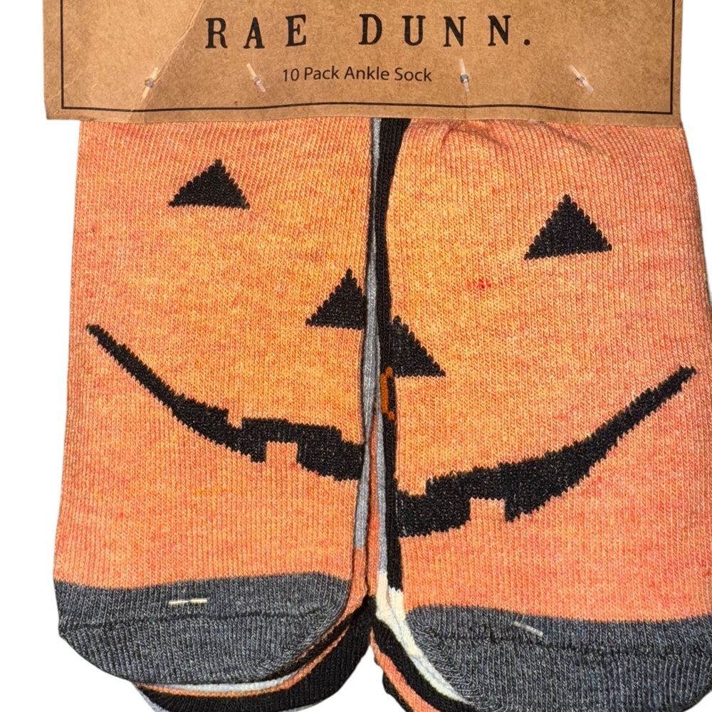 Rae Dunn Halloween Fall Pumpkin Face Ankle Socks - 10 Pack